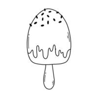 Ice cream in doodle style. Vector illustration. Linear style. Cold ice cream. Summer dessert.