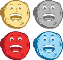 Happy Smiling Moon in Different Colors Illustration vector