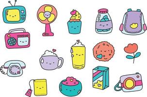 Cute Icons Set Illustration in Pastel Colors vector