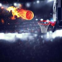 Fiery ball goes fast to the basket photo