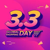 3.3 Shopping day sale banner design. Global shopping world day Sale on vivid color background. Vector illustrations.
