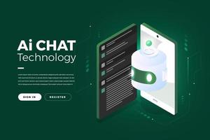 Artificial Intelligence open chat. AI conversation with robot and machine learning.Vector illustration. vector