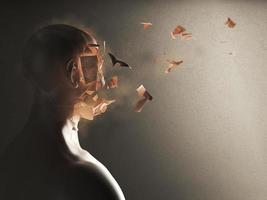 Disintegration of the soul. 3D Rendering photo