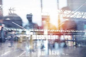 moderno aeropuerto con difuminar efectos doble exposición foto