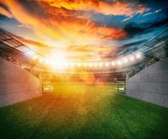 fútbol estadio visto por el salida de el armario habitación túnel foto