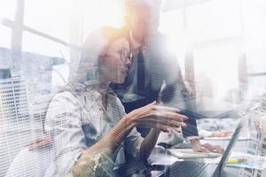 Business person in office connected on internet network. concept of startup company and consulting photo