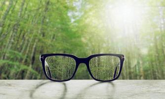 Glasses that correct eyesight from blurred to sharp photo