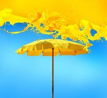 Cool fresh background for summer with yellow umbrella photo