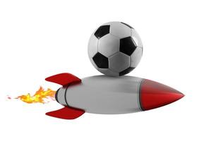 Soccerball goes fast attached to a rocket photo