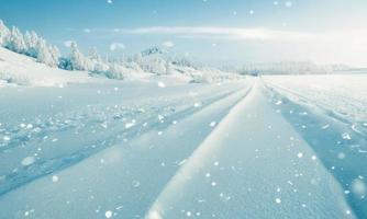 snow covered road photo