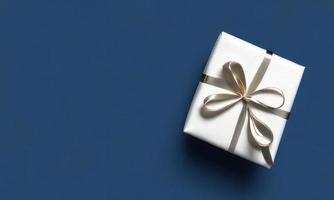 gift box on blue background photo