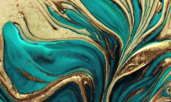 green and gold liquid flow background photo