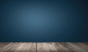 blue empty room with wooden floor photo