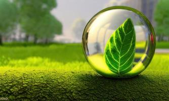 leaf in the glass sphere photo