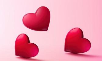 red 3d hearts on a pink background photo