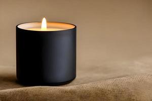A captivating close up of a black candle capture the essence of relaxation, peace, elegance and grace for wedding, invitations, spiritual or religious project, including home decor, or any occasion.