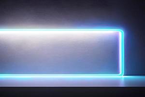 Bright white rectangle standing neon light at the wall backdrop and background. photo