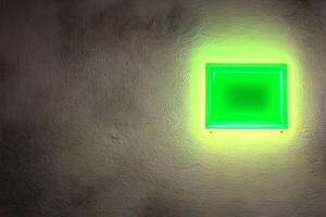 Bright green rectangle neon at the wall backdrop and background. photo