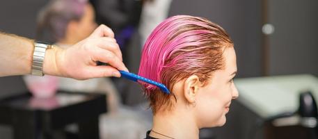 Hair treatment after pink coloring photo