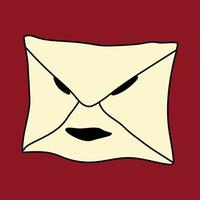 Magical letter talking face. Magic post flat concept . vector