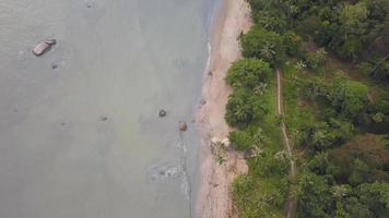 Aerial top down view beach at Permatang Damar Laut video