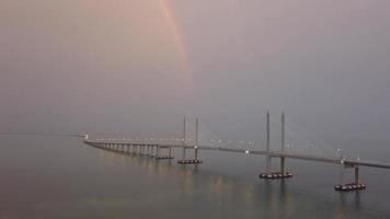 Aerial view Penang Second Bridge video