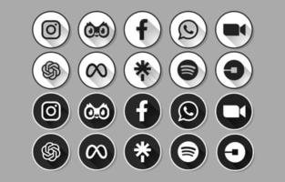 popular social medios de comunicación y tecnología aplicaciones logo conjunto vector