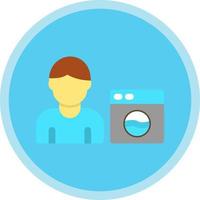 Man Doing Laundry Vector Icon Design