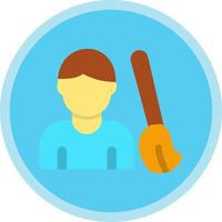 Man Sweeping Floor Vector Icon Design