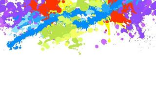 Rainbow creative banner made from paint splatter. Design element in abstract style with multicolored spots and splashes. vector