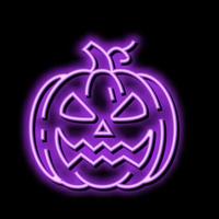 halloween pumpkin face neon glow icon illustration vector