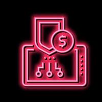 online banknig protection neon glow icon illustration vector