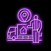 relocation services interior design neon glow icon illustration vector