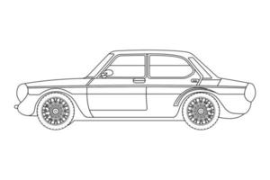 Black and white car coloring page vector