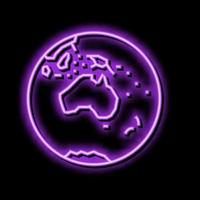 australia earth planet map neon glow icon illustration vector