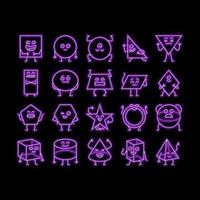 geometric shape character neon glow icon illustration vector