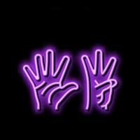 eight number hand gesture neon glow icon illustration vector