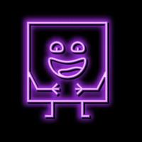 square geometric shape character neon glow icon illustration vector