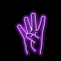 four number hand gesture neon glow icon illustration vector