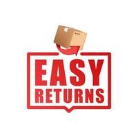 Easy Returns sign, label. Delivery service. 3D Vector stock illustration.