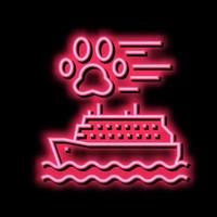 mascota transporte en Embarcacion neón resplandor icono ilustración vector