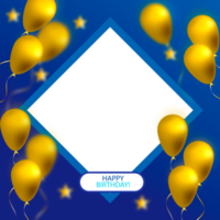Birthday congratulations photo frame design with  balloons png