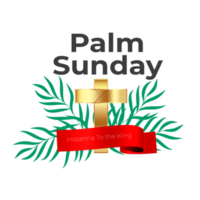 Ppalm sunday design with cross and palm leaf png