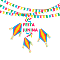 festa junina poster with brazilian elements colorful lanterns and pennants png