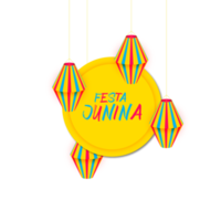 festa junina poster with brazilian elements colorful lanterns and pennants png