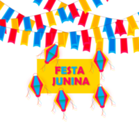 festa junina poster with brazilian elements colorful lanterns and pennants png