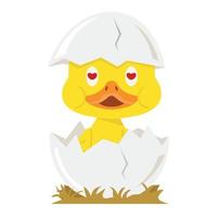 Cute duck in egg with love vector