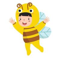 linda niño niña vistiendo disfraces abeja vector