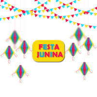 festa junina  with party flags, paper lantern png
