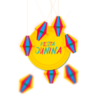 festa junina  with party flags, paper lantern png